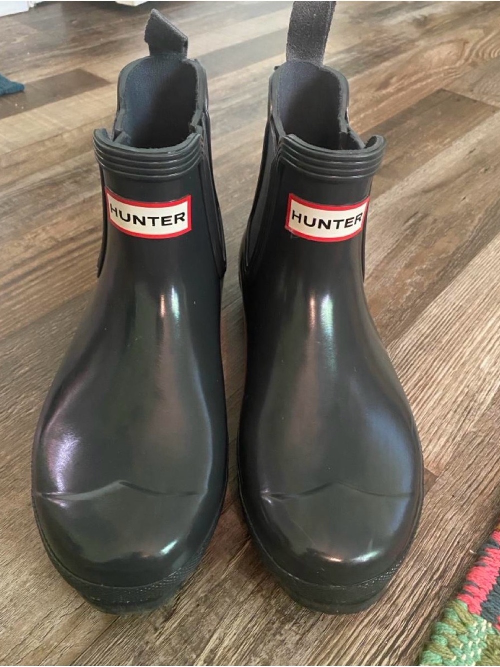 Hunter Womans Black Chelsea-Style Short Rain Boots